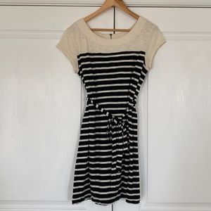 Striped dress with belt
